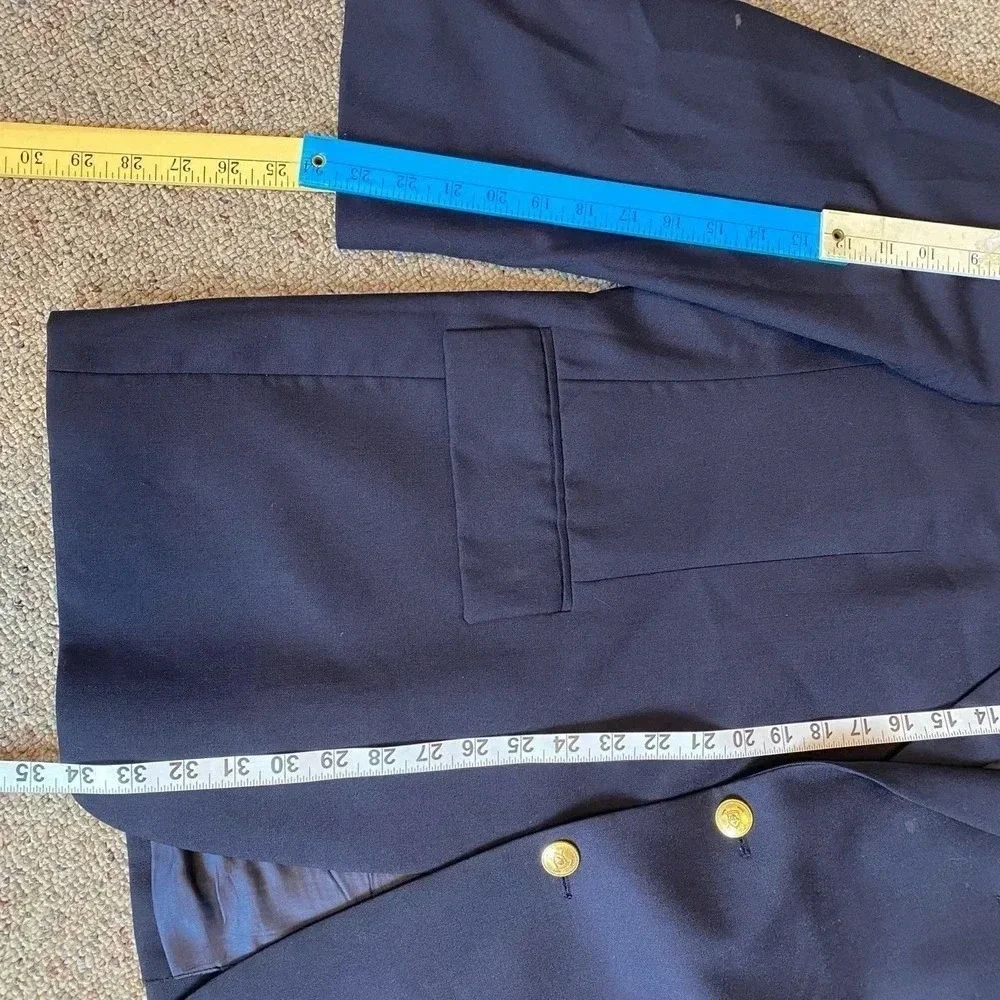 Chaps Ralph Lauren Pure New Wool 2 Button Blue Blazer Men Size 46 R Pockets
